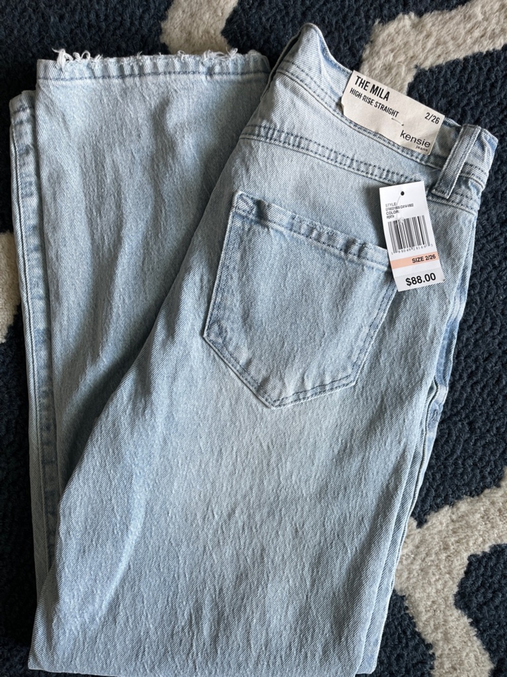 Kensie Light Blue High-Rise Straight Jeans